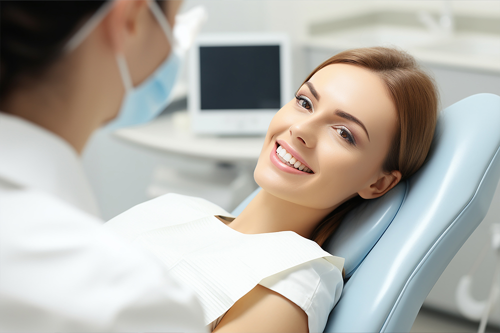 Dentist discussing available dental services with a patient in Erin.